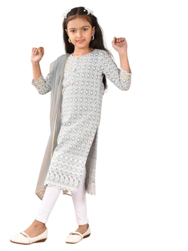 Image of Girls Cotton Kurti Set with Dupatta, Kids