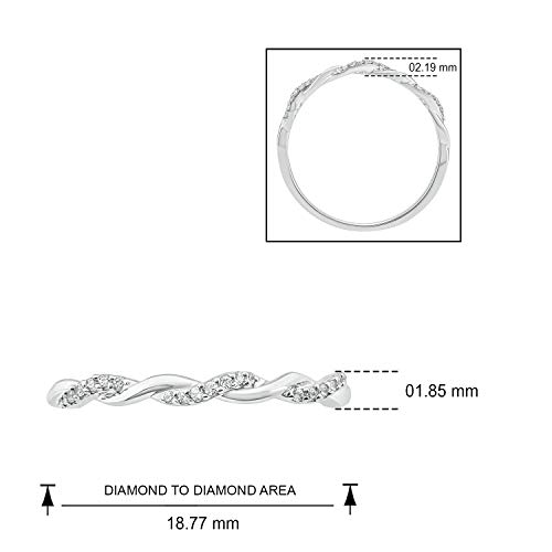 Cali Trove, 1/20cttw Diamond Stackable Ring for Women in 10K Rose Gold, Women's Twist Anniversary Band, Mother's Day Gifts, Rose Gold Stacking Anniversary Ring with Diamond Accent 53