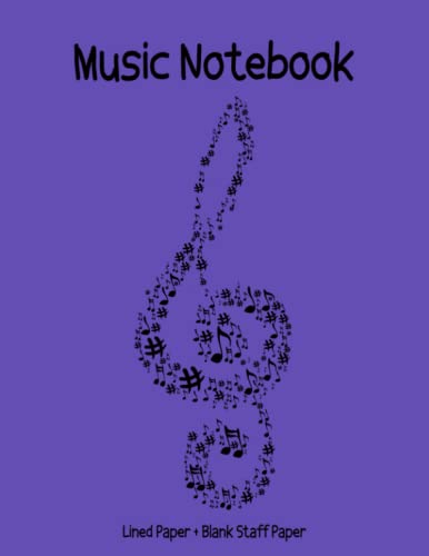 Music Notebook: Lined Paper & Music Manuscript Paper| Staff Paper Notebook, 12 Staves per Page | 8.5"x11" | 120 Pages | Purple Cover