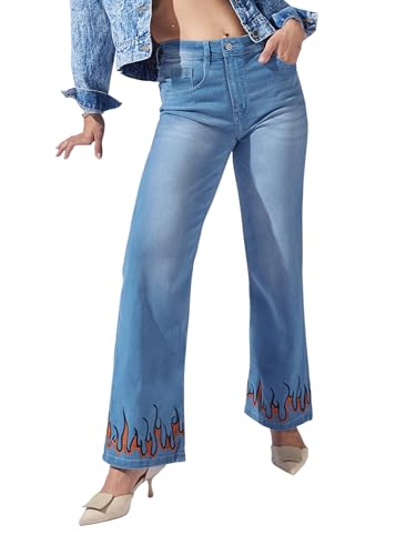 Image of Miss Chase Women's Wide-Leg High-Rise Regular-Length Stretchable Shaping Denim Jeans