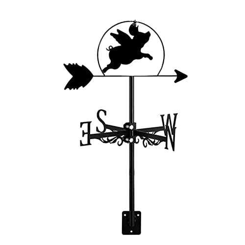 Weather Vane For Roofs，Weather Vanes For Yard Large，Weathervane For Fence，For Outdoor Sheds Iron Yard Roof Barns Cupolas Decoration-Flying Pig Weather Vane Garden Wind Vane #TOP1