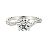 Aotiwe Anillos de amor para mujer, anillo de promesa para ella, banda trenzada con moissanita, oro blanco, joyería bohemia para mujer, Q 1/2, Platino 950, Moissanita