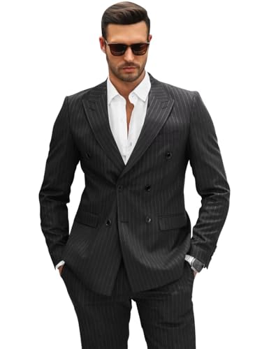 Double Breasted Pinstripe Suit Mens Suit Classic Fit 2 Piece Striped Suits Men Pinstripe Pants Halloween Costume2