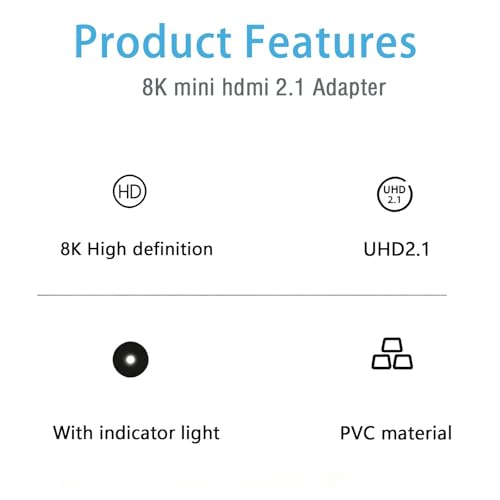 Adaptador Mini HDMI 8K 180° macho a hembra con LED miniatura 6