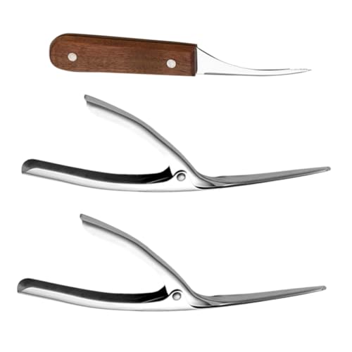 COLLBATH 3pezzi Attrezzi Pulizia Gamberi in Acciaio Resistente con Manico in Legno Sbucciatore e Coltello Multifunzione per Cucina Strumenti Compatti e Ergonomici per Rimuovere La Linea