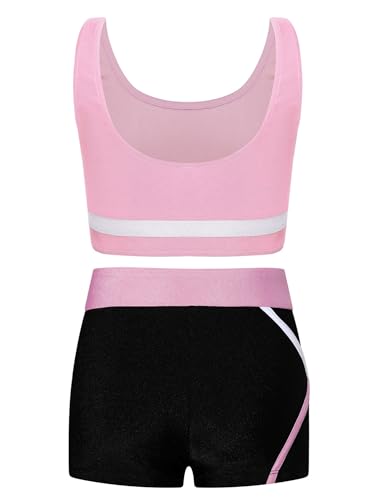 CHICTRY Kids Girls 2 Piece Dance Outfits Ballet Performance Crop Top and Shorts Set Gymnastics Yoga Training Sportwear2