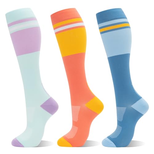 Image of fenglaoda Compression Socks for Women Men 3 Pairs Graduated Compression Support Circulation Socks for Nurses