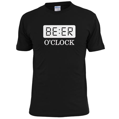 LORDGS Mens Beer O'clock Funny T Shirt Drinking Alcohol Rugby Stag BlackXXL