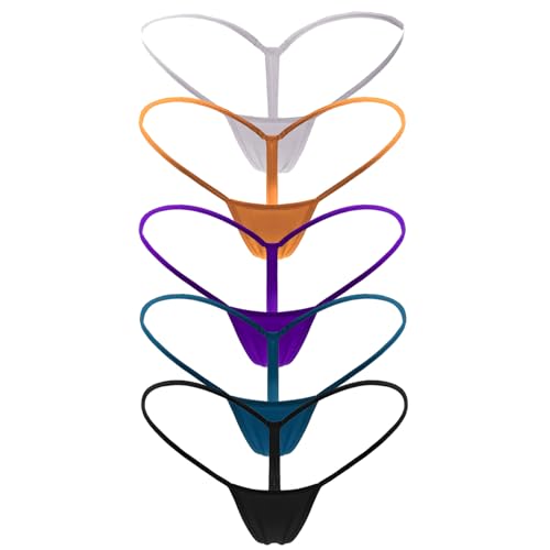 Mbotnee Women's G-Strings Micro Thongs Tiny Panties Underwear (US, Alpha, Medium, Regular, Regular, 5-packs Multicolors 3)