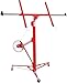 Drywall Lift 16FT, Drywall Jack Lift for Ceiling, Adjustable Panel Hoist, 150LBS Heavy Duty Drywall Lifter, 3 Lockable Wheels Foldable Sheetrock Lift for Home Improvement, Red
