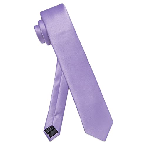 Image of YourTies Skinny Ties for Men Satin 2.4 inch Slim Necktie with Pocket Square Tie Clip Set Solid Color Wedding Party Business