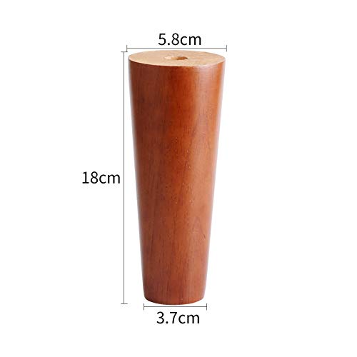 Patas de madera maciza de 18cm para sofá y muebles con placa de montaje, juego de 4 piezas 3
