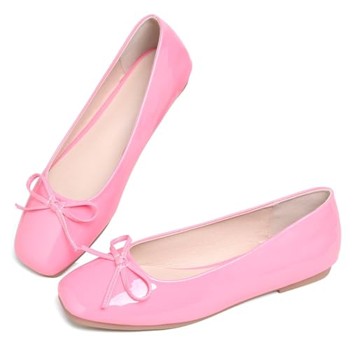 Image of Dear Time Women's Casual Foldable Ballet Flats Square Toe Ballerina Flats Shoes Comfortable