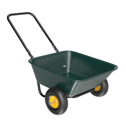 HOBBYZOO Brouette Jardin - Charge Maximale 136 kg | 2 essieux en Fer, Plateau de Camion en Plastique - brouette 2 Roues Vert