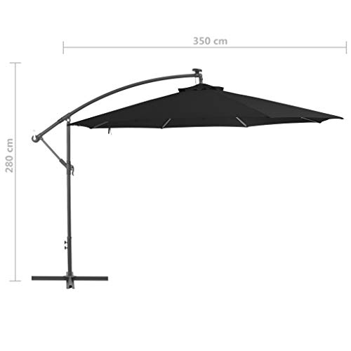 Catherinol Sombrilla voladiza con poste, Parasol Terraza, Sombrilla Terraza Exterior, Sombrilla Jardin, Parasol Jardin, Sombrilla Playa, Parasol Excentrico, de aluminio negro 350 cm - imagen 8