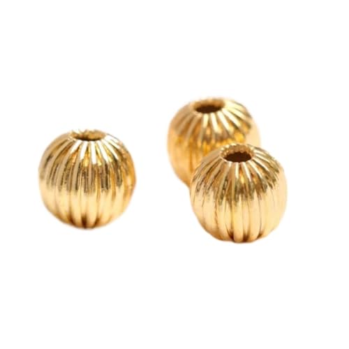 Perles rondes ondulées sans couture laiton plaqué or - Tailles 4mm, 5mm, 6mm