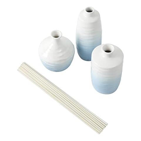 Motifeur Bathroom Accessories - Ceramic Diffuser Bottles, Set of 3 (Blue and White Gradient) Cover