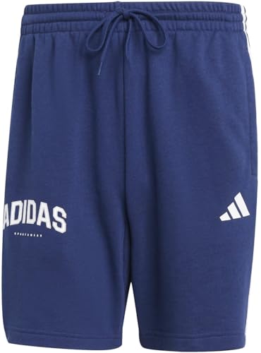 Short de sport Adidas M 3S molleton bleu marine stretch pour homme