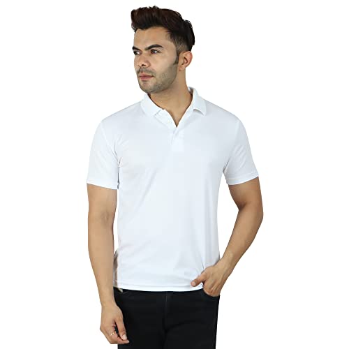 Image of Regular Fit Solid Men Polo Neck Collar T-Shirt Pack of 1 White