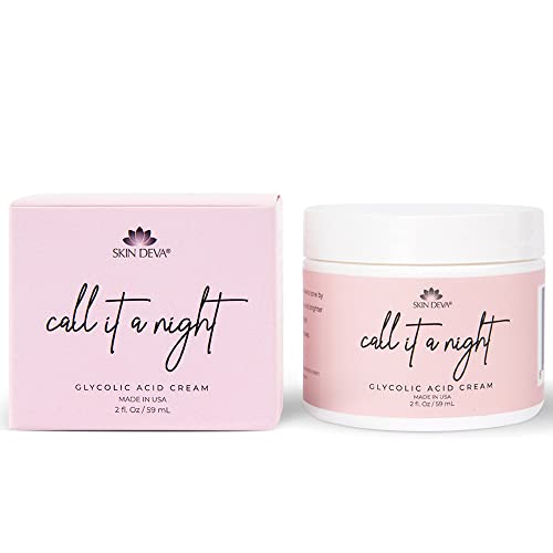 Skin Deva Glycolic Acid Cream Exfoliates Skin During Sleep - Brightens, Corrects Dark Spots & Shadows, Evens Skin Tone, Reduces Pores. Natural Glycolic, Kojic, Salicylic Acid, Niacinamide, Retinol, Arbutin #TOP2