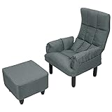 Relaxsessel mit Hocker Fernsehsessel mit Liegefunktion Verstellbarer Liegestuhl Sofa-Sessel mit Fußhocker TV-Sessel Lesesessel für Wohnzimmer (Grau)