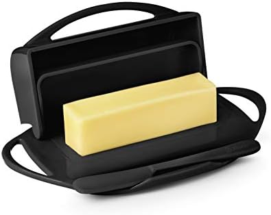 Butterie Flip-Top Butter Dish with Matching Spreader (Black)