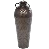 Deco 79 Metal Decorative Vase Tall Floor Mediterranean Style Centerpiece Vase with Hammered Details...