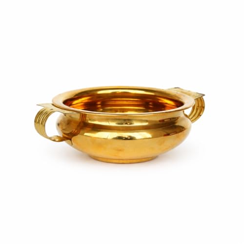 Brass Urli Bowl with Handles – Medium Size Traditional Decorative...