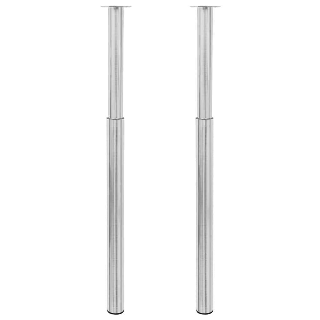 Juego de 2 patas telescópicas para mesa de acero inoxidable, altura regulable, 710-1100 mm, robustas patas para muebles para mesa de comedor, escritorio, encimera, con placas de montaje y