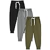 Ruisita Jungen-Hosen 3er-Pack | Baumwoll-Jogger mit Kordel & Taschen | Sportbekleidung für Jungen (5-12 Jahre)