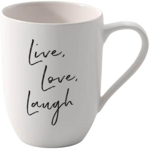Villeroy & Boch Statement Mug, “Live Love Laugh”, Premium Porcelain, Made in Germany, 9.5 oz, White