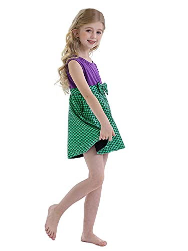 Henzworld Mermaid Dress Princess Costume Short Dress Up For Toddler Girls With Headband Pretend Play Cosplay Mermaid Gifts Green Skirt 2T, 1-2 Years #TOP1
