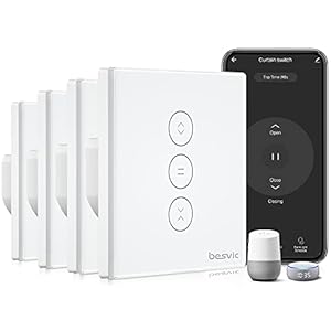 Besvic Rolluikschakelaar, 4 stuks, WLAN rolluikbediening, compatibel met Alexa, Google Home, smart rolgordijntimer met…