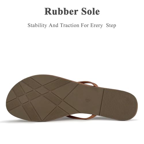 Image of Cheval Flat Leather Flip Flops for Women, Comfortable Dressy Thong Sandals 2026 Summer and Spring Vacation Essentials, Chanclas Para Mujer