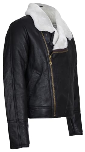 Men’s Aviator B3 Cross Zip Sheepskin Leather Bomber Flying Pilot Jacket3