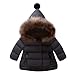 Jojobaby Baby Boys Girls Hooded Snowsuit Winter Warm Fur Collar Hooded Down Windproof Jacket Outerwear (12-18 Months, Black)