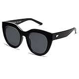 VANLINKER Trendy Polarized Cat Eye Sunglasses for Women Retro Oversized Sunnies Black