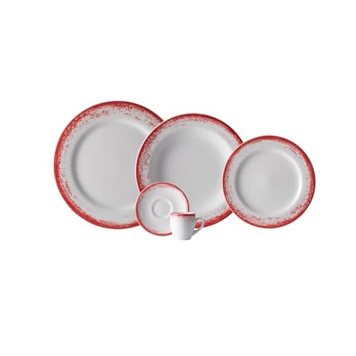 Serviço de Jantar e Café 20 Peças em Porcelana, Decoração Névoa Vermelho, Porcelana Schmidt