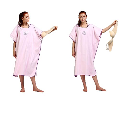 Foto von Hiturbo Mikrofaser Handtuch Poncho, Umziehhilfe Strand, Surf Poncho Herren und Damen Changing Robe, Einheitsgröße Warmer Mantel mit Kapuze, Umkleidehilfe Surfen, Schwimmen