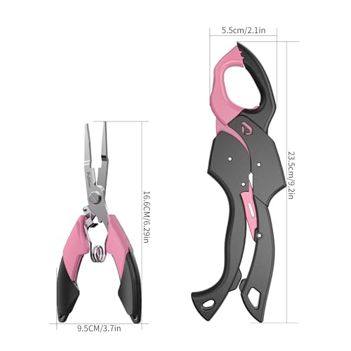 Image of Fish Gripper 9.2 inch,Muti-Function Line Cutter Fishing Pliers, Saltwater Fishing Tool Kit,Fishing Gear with Fishing Lanyard