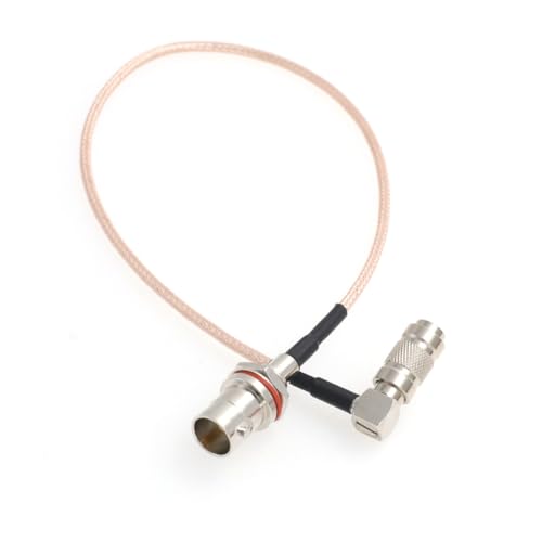 HangTon Mini BNC to Full-size BNC Video Signal SDI Adapter Cable for Blackmagic Camera Video Assist Monitor (60cm, Right Angle DIN 1.0/2.3 to Female BNC RG179)
