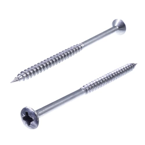 SECCARO Lot de 75 vis à bois à tête fraisée bombée 6 x 100 mm, en acier inoxydable A2, filetage partiel, cruciforme/PZ