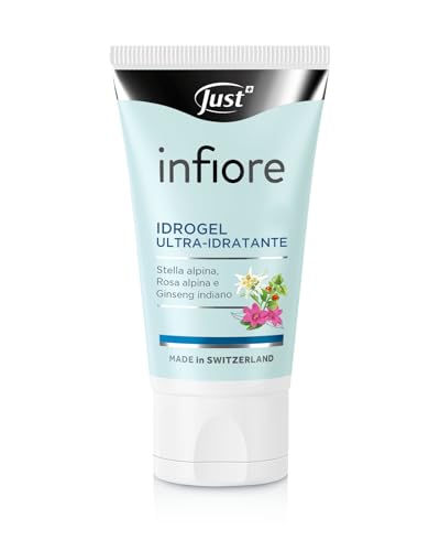 Just Infiore Idrogel Crema Viso con Stella Alpina e Enantia Chlorantha, Gel Idratante e Opacizzante, 50 ML, Made in Switzerland
