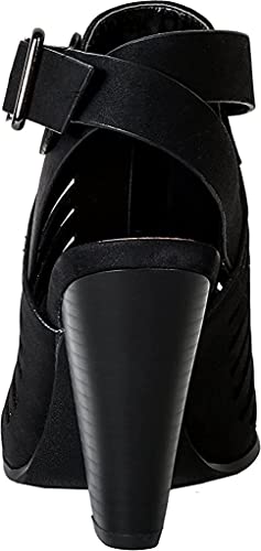 Delicious Yummy Cutout Stacked Heel Sandal Shoes (Black, Numeric_8_Point_5) #TOP3