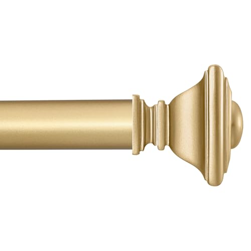 BRIOFOX Gold Curtain Rods for Windows 28 to 48 Inch Heavy Duty Adjustable Length 1 Inch Diameter Window Curtain Rods for Indoor Ourdoors With Classic Square Finials by BRIOFOX - Used condition - US$10.72