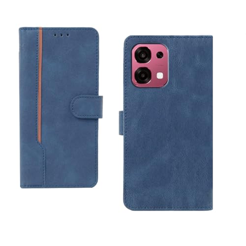 Image of amazon basics Oppo F31 Flip Cover | Card Pockets Wallet & Stand | Flip Cover for Oppo F31 (Blue with Beige Strip)