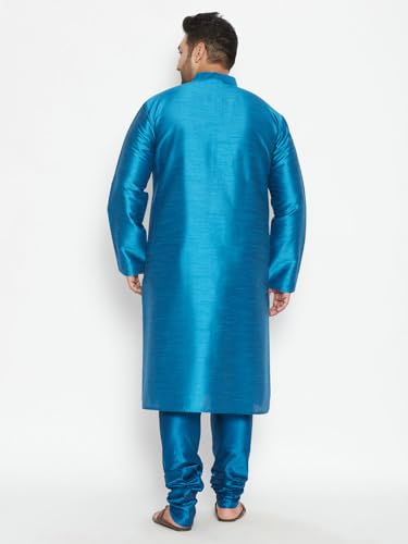 Image of Vastramay Plus Men's White Silk Blend Kurta Pyjama Set VPLUSMKWH001nPBL 44 | Independence Day