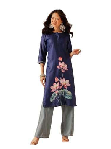 Image of Amazon Brand - Anarva Women's Cotton Printed Straight Kurti