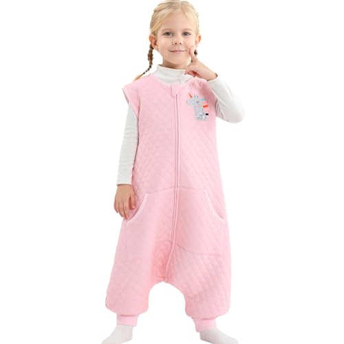 Image of WONDAY Toddler Sleep Sack with Feet, 1.0 Tog Lightweight Sleeping Sacks for Walking with Legs,12 Months 2T