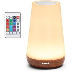 Lamparas Que Den Mucha Luz Auxmir Luz Nocturna LED, Lámpara de Mesita de Noche, Iluminación de Ambiente Interior, Control Remoto y Tactil, Temporizador, USB Recargable, 13 Colores de Luz, para Dormitorio, Marrón Oscuro